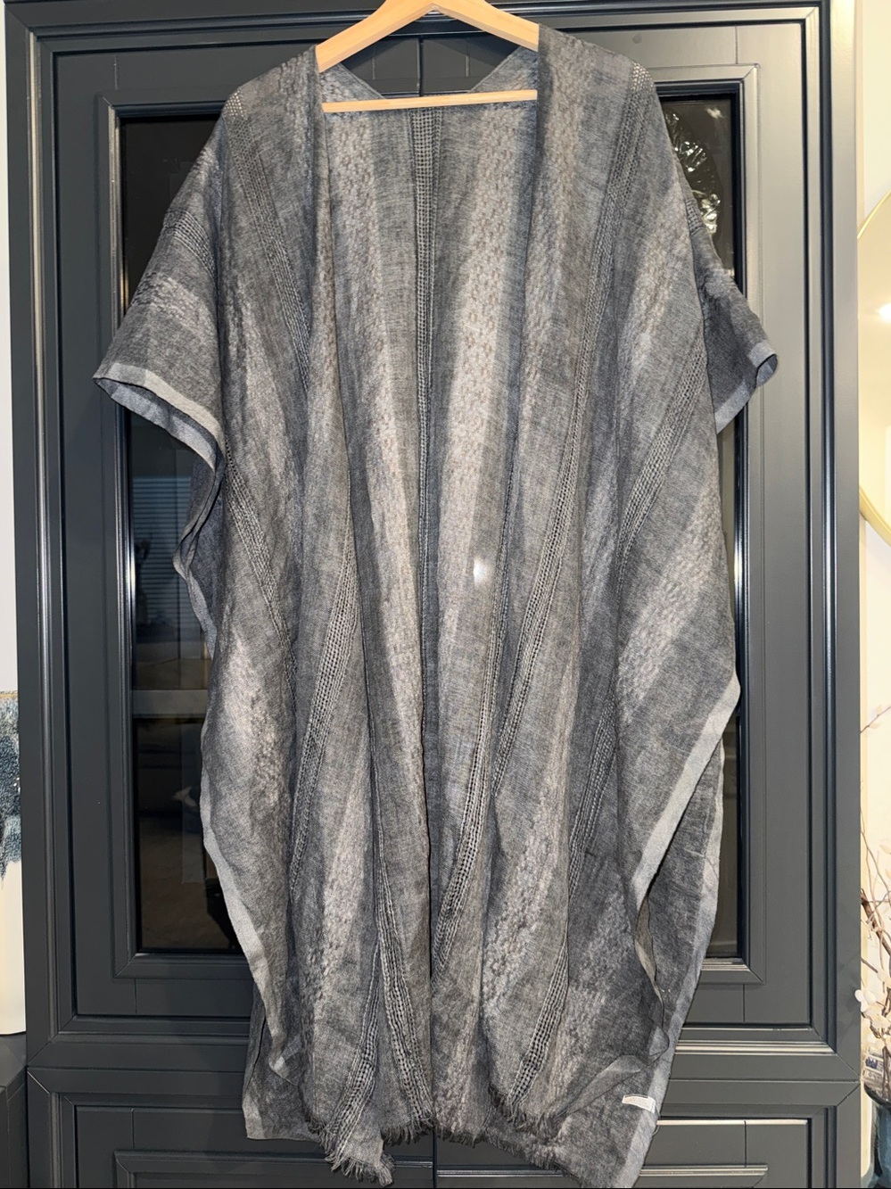 Lightweight Gray Open Front Kimono Wrap